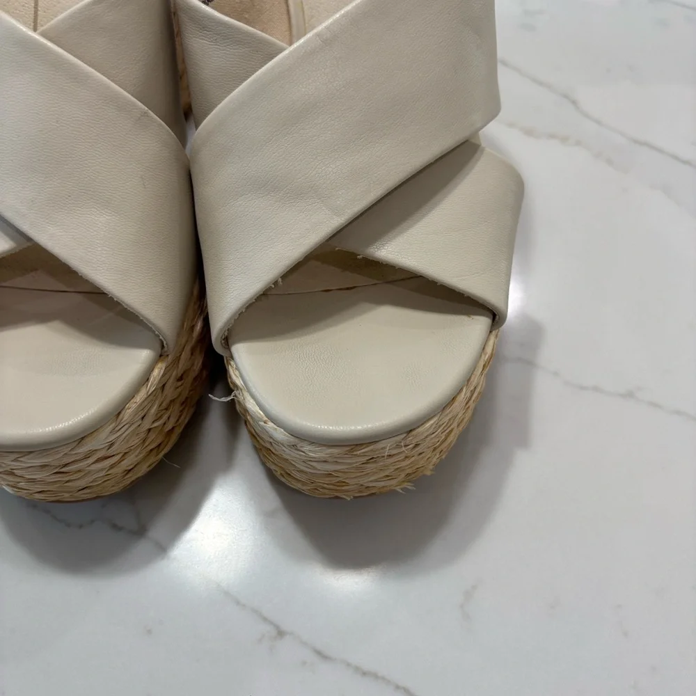 Neutral Espadrille Wedge Slide Sandals - Beige